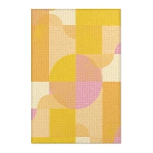 Abstract Area Rugs, Pink and Yellow Area Rug, Modern Floor Mat, Boho Carpet, - Picture 1 of 7