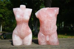 5.7''+ Carved Natural Rose quartz female model male model Reiki Crystal skull - Picture 1 of 13
