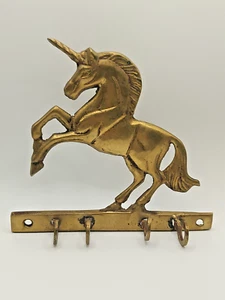 Vinatge Messing Aufzucht Mystisches Einhorn Wand Schlüssel Haken - Bild 1 von 5