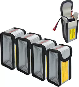 4Pcs Lipo Battery Fireproof Explosion Proof Bag Storage Guard Safe Pouch 125Mm - Picture 1 of 12