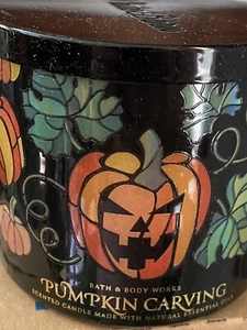 PUMPKIN CARVING  3 Wick CANDLE Bath & Body Works White Barn Halloween - Picture 1 of 4