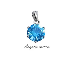 PUNTO LUCE CON ZIRCONE Taglio Brillante IN ARGENTO. Azzurro Acquamarina 12 Mm - Foto 1 di 9