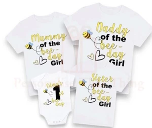 Bumblebee custom name matching mummy / daddy of the birthday girl party Tshirt - Picture 1 of 3