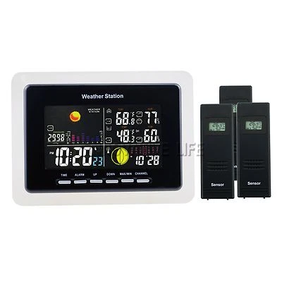 Weather Station Temperature Humidity DCF77 3 Wireless Remote Sensor 8 Moonphase - Bild 1 von 4