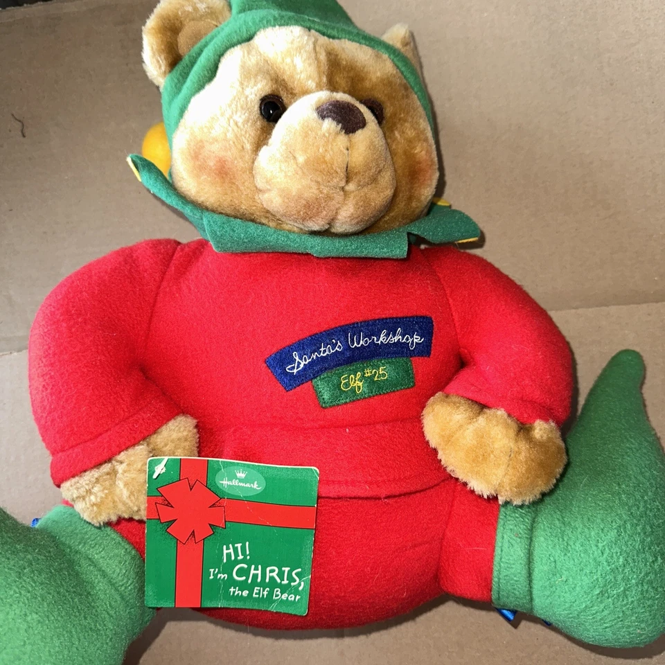 Hallmark Chris Elf Bear Santas Workshop Christmas Plush Stuffed Animal Ship