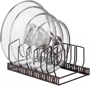 Pot Lids Organizer Rack for Cabinet and Countertop, 7+ Pan Lids and Bakeware Org - Picture 1 of 12