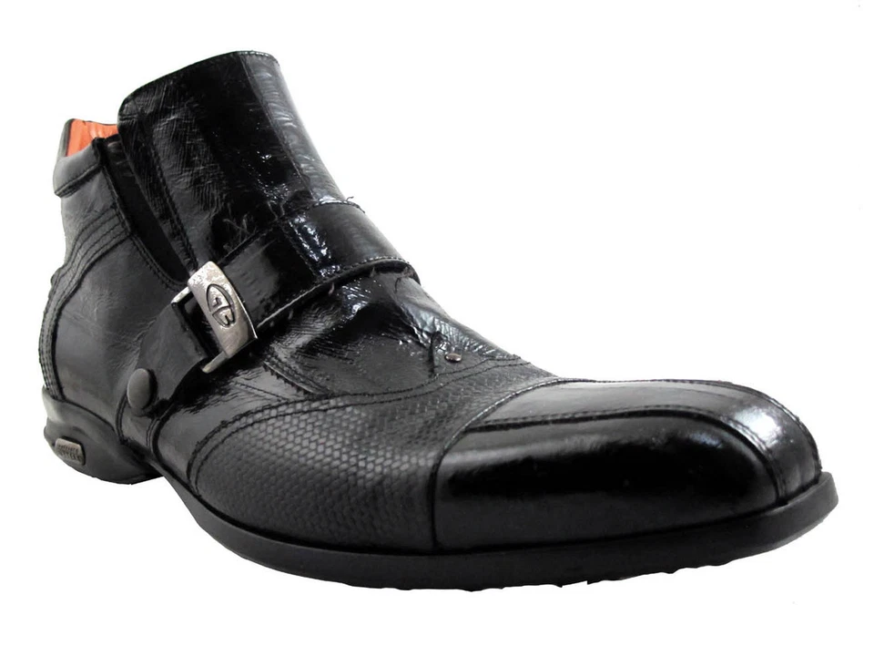 Gianfranco Butteri Men's Italian Leather Designer Eel/Lizard Boots 21403 Black a - Image 1 of 2