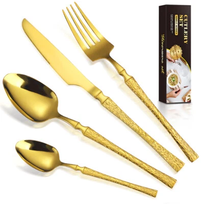 24 TLG Besteck Set mit Messer Gabel Löffel Edelstahl Besteckset für Küche Party - Bild 1 von 4