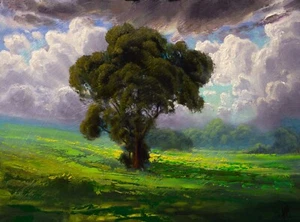 Oil Painting Original Landscape Texas Florida Clouds Impressionism Clements 5452 - Picture 1 of 9