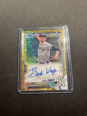 Beck Way 2021 Bowman Chrome 1st Gold Shimmer Refractor Rookie Auto RC #'d /50 - Image 1 of 2