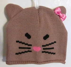 Girls CUTE Knit Animal (Kitty Cat) Beanie Cap (One Size) BRAND NEW W TAGS - Picture 1 of 3