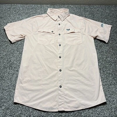 DRAKE Waterfowl Shirt Mens Small Pink Sun Vented Zip Pocket - Image 1 of 4