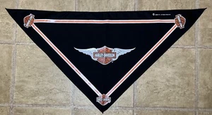 Vintage 2000 Y2K Harley Davidson Black Bandana Graphic Vinyl Print Face Mask - Picture 1 of 7