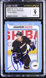 Teemu Selanne Signed 2008-09 O-Pee-Chee Retro Card #258 OPC CGC 9 JSA 10 Auto - Picture 1 of 2