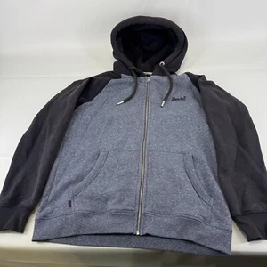 SuperDry Full Zip Hoodie in Two Tone Blue size 2XL - Picture 1 of 7