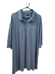 PGA Tour Men's Golf Polo Shirt Teal Blue White Stripe Size 3XLT