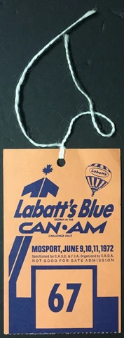 1972 Labatt's Blue Can-Am Race Entry Ticket Mosport Vintage Denny Hulme Wins Cover