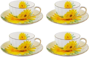 Ceramic Teacup Sunflower Vintage Chintz Porcelain Coffee Mug Tea Cup with Saucer - Picture 1 of 6