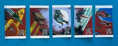 US Stamps Scott 2741 to 2745 29c Space Fantasy Issue booklet singles 1993 M/NH - Image 1 of 4
