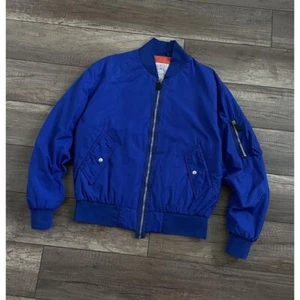 Men's Alexander McQueen Blue Nylon MA-1 Insulated Bomber Jacket Size 48 - Picture 1 of 6
