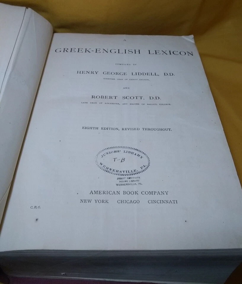 Greek-English Lexicon Liddell & Scott, 1897, HC 8th Edition Revised Ex-library - Image 1 of 4