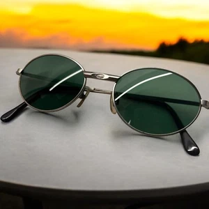 Wire Frame Sunglasses Oval Metal Embossed Green Lens Taiwan Steam Punk Boho Vtg - Picture 1 of 24