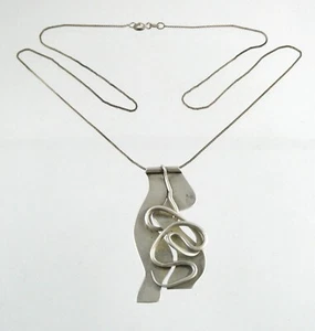 Artisan Smith 1985 Sterling Silver Curls Pendant Necklace 925 23.5 Inches 12.5g - Picture 1 of 16