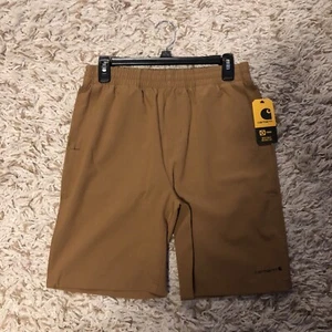 NWT Boys L 14/16 Carhartt Force Shorts Pockets Brown - Picture 1 of 4