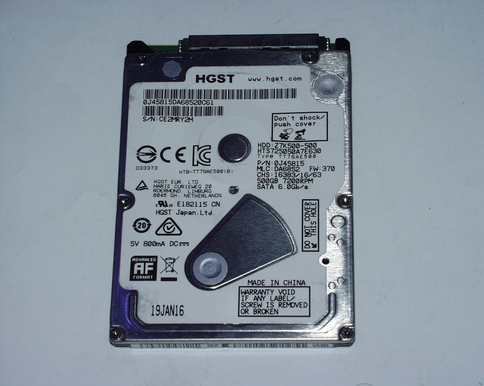 HGST Z7K500-500 HTS725050A7E630 500 GB SATA  SMART ok Laufzeit 1800 Stunden - Bild 1 von 1