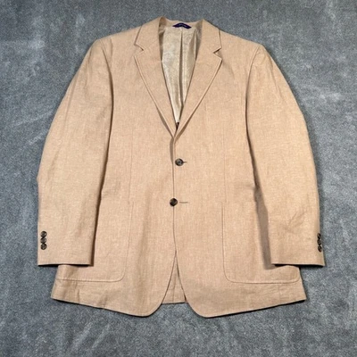 Alan Flusser Blazer Linen Blend Two Button Blazer Sport Coat Beige Mens Medium - Image 1 of 4