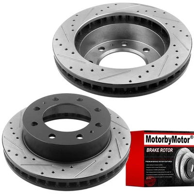 Par de 2 rotores de disco perforados delanteros para Chevy GMC Sierra Silverado 2500 3500 HD H2 Foto 1 de 4