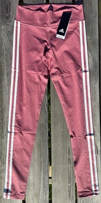 Adidas Women 3 S Stripe BT RR Tights Maroon Pink White Ladies Leggings S M L New - Image 1 of 4
