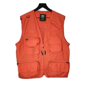 Orange Multi Pocket Utility Vest Men's Size L Fishing Hunting Hiking Tactical - Picture 1 of 11
