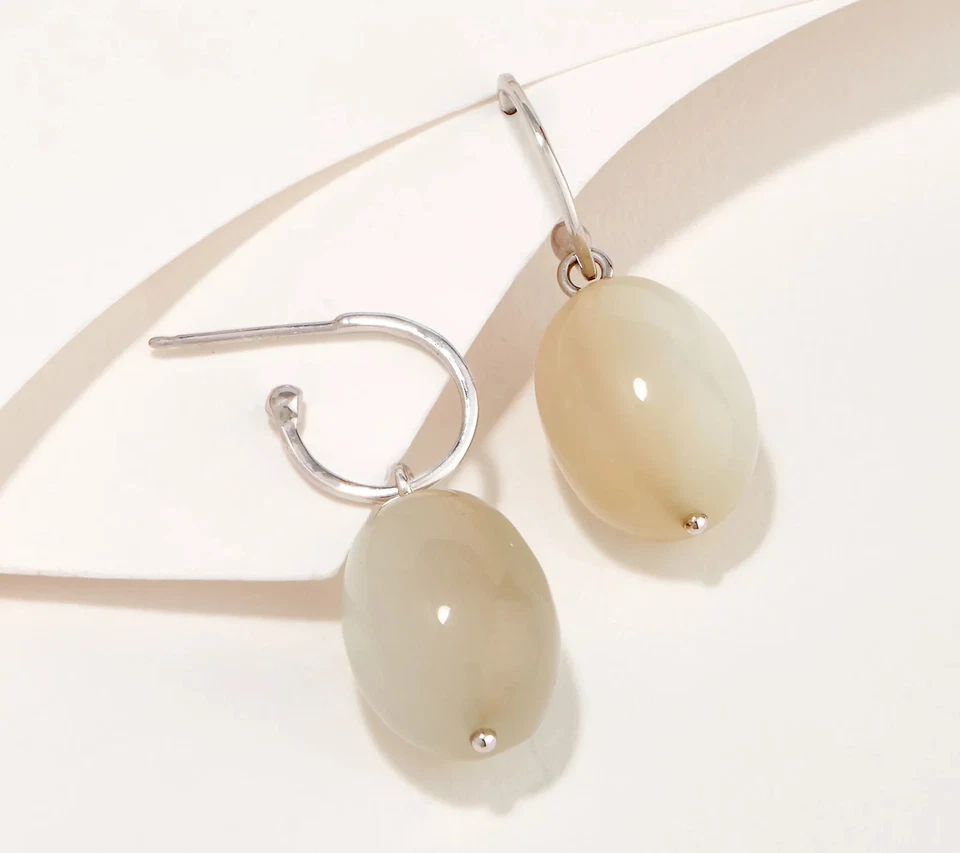 Affinity Gems White Moonstone Bead Drop Sterling Silver Earrings - Image 1 of 1