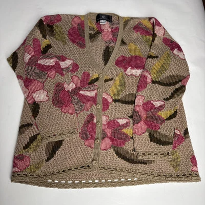 Peruvian Connection Floral Colorful Sweater Size M 100% Pima Cotton Made In Peru - Image 1 of 4