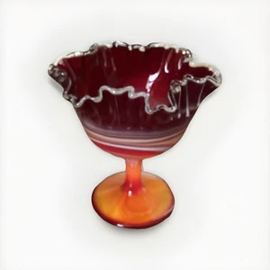 Imperial Glas End Of Day Schlacke Glas Standfuß gekräuselt Kompott Schale Vintage - Bild 1 von 3