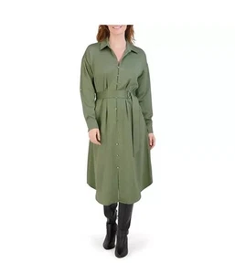 French Connection Women's Long Shirt Dress Size Medium Olive - Picture 1 of 5