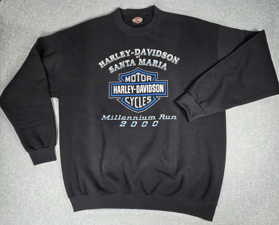 Vtg Y2k Harley Davidson Crewneck Sweatshirt XL Biker 2000 Millenium Run USA - Image 1 of 4