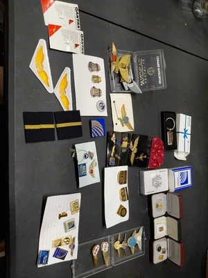 Airline Wings Pin Lot Pan Am TWA United AA Qantas Vintage Pilot Badges - Image 1 of 4