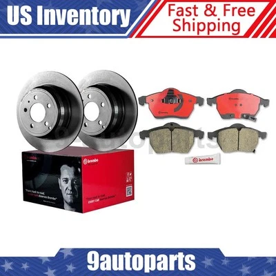 Kit de freio dianteiro Brembo rotores de disco pastilhas de cerâmica para 1999-2002 Saab 9-3 - Imagem 1 de 4