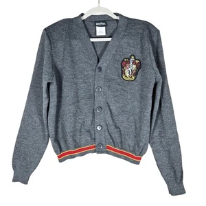 Harry Potter Gryffindor Cardigan Sweater Adul Large Gray Hogwarts Crest Wizard - Picture 1 of 14