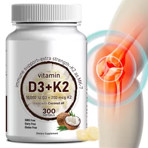 Vitamin D3+K2 Softgels 10000 IU -Extra Strength D3 K2 Supplements, Immune Health - Picture 1 of 13