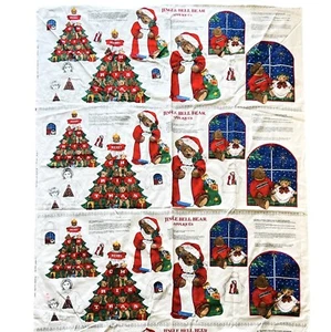 Vtg Jingle Bell Bear Appliques VIP Screen Print Cranston Print Works 3 Panel Lot - Picture 1 of 5