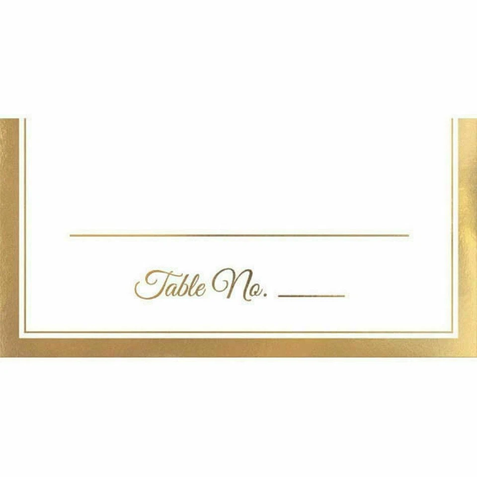 Tarjetas Placecard 50 Ct Placecard Borde Oro Blanco 4x4 Aniversario de Boda (JUEGO DE 6) Foto 1 de 1