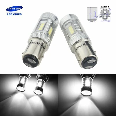 2 Stk 566 BAZ15D  15W Chips  Rücklicht Bremslicht Blinker Birne Weiß - Bild 1 von 4