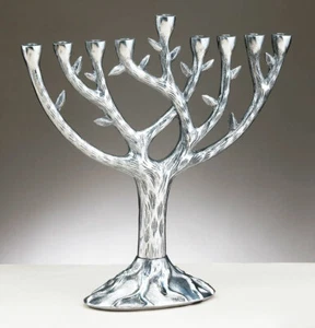 Albero della Vita Menorah - Hanukkah Chanukkah Chanukah - Alluminio Anticato - Foto 1 di 1