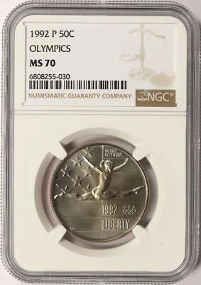 1992-P 50c Olympics Gymnastics Commemorative Half Dollar NGC MS70 - Image 1 of 4