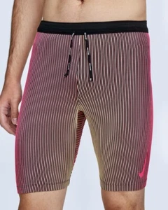 NIKE DriFit ADV AeroSwift Black Pink Running 1/2 Length Racing Tights Mens L XL - Picture 1 of 12