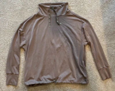 Taupe Sweatshirt with Adjustable Bottom, Mockneck, Size L, super comfy! - Image 1 of 3