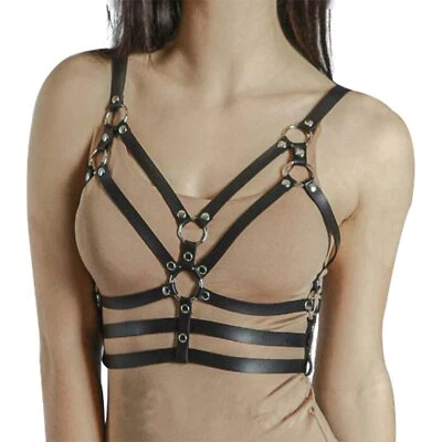 BDSMYOU Punk Harness Damen Leder Body Brust Harness mit Dreifacher Taille Fes...